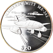 Moneta, Liberia, Messerschmitt 262, 20 Dollars, 2000, Proof, FDC, Argento