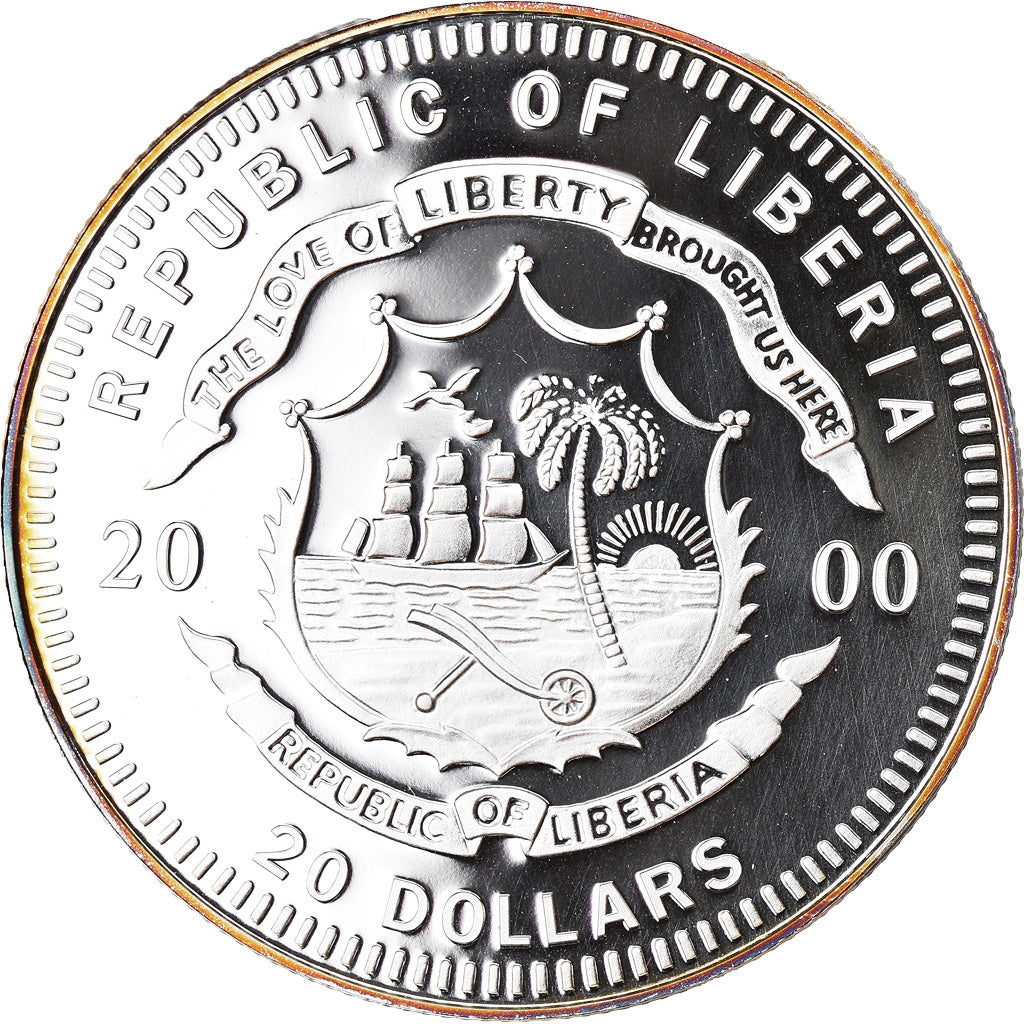 Moneta, Liberia, Messerschmitt 262, 20 Dollars, 2000, Proof, FDC, Argento