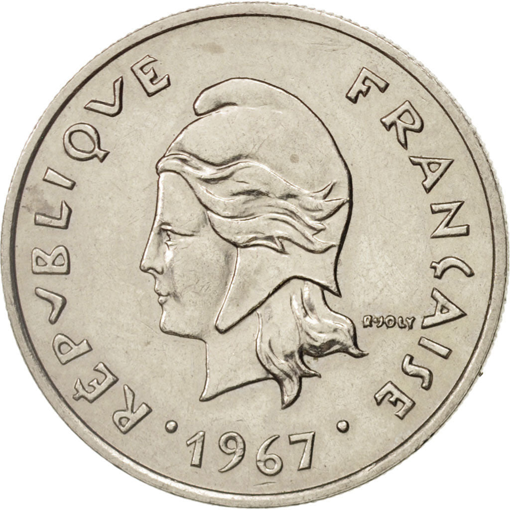 Coin, New Caledonia, 10 Francs, 1967, Paris, AU(50-53), Nickel, KM:5