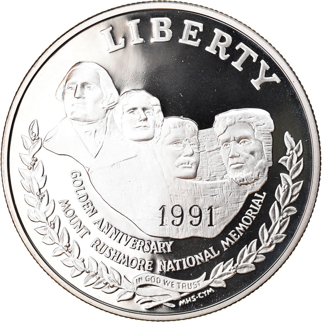 Coin, United States, Mont Rushmore, Dollar, 1991, U.S. Mint, San Francisco