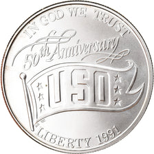 Coin, United States, U.S.O, Dollar, 1991, U.S. Mint, Denver, MS(65-70), Silver