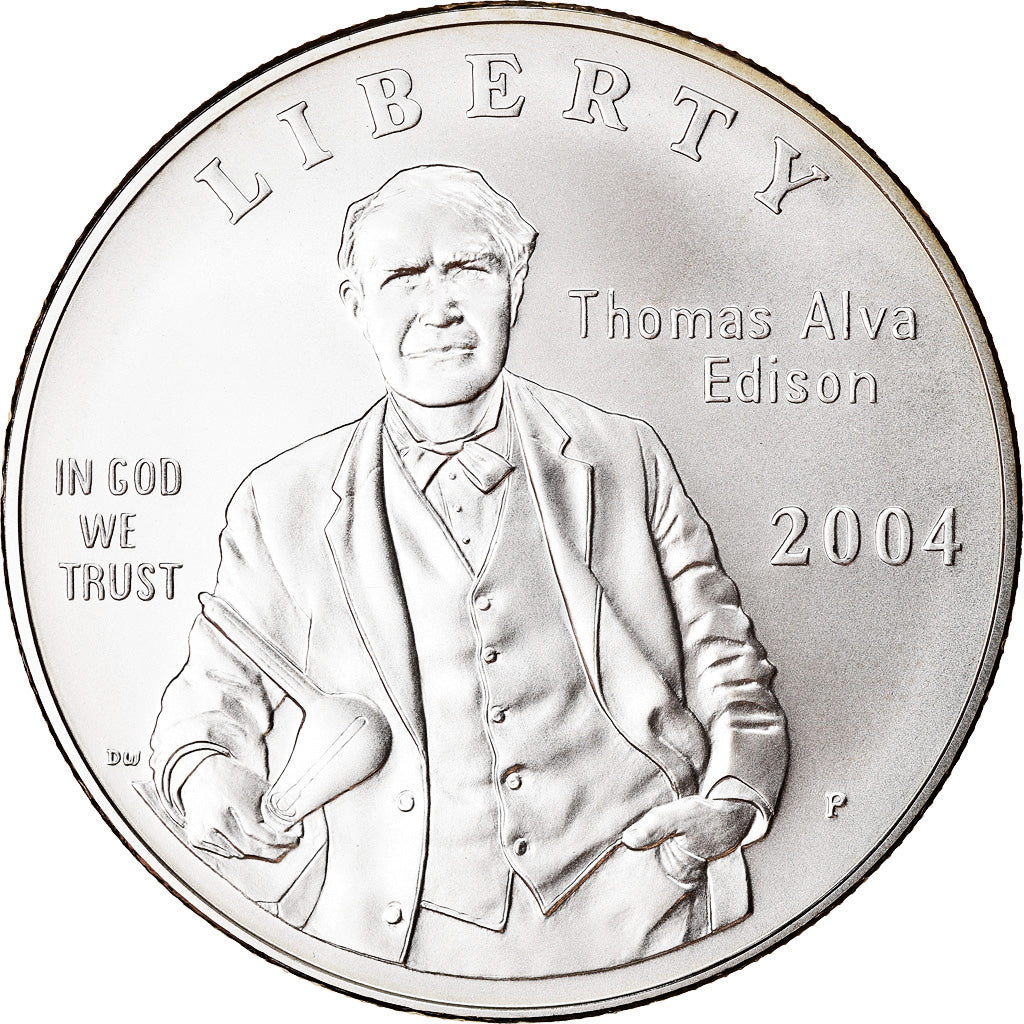 Monnaie, États-Unis, Thomas Edison, Dollar, 2004, U.S. Mint, Philadelphie, FDC