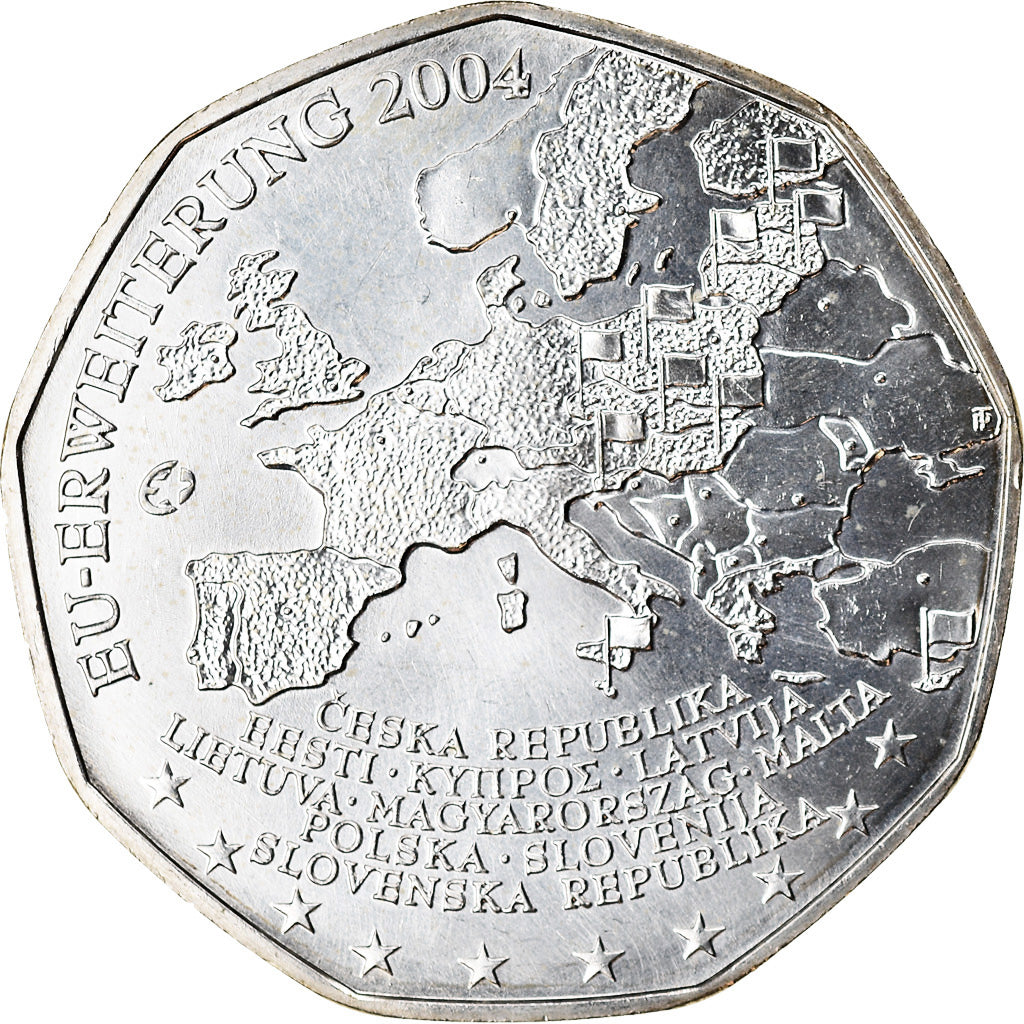Austria, 5 Euro, Enlargement of the European Union, 2004, FDC, FDC, Plata