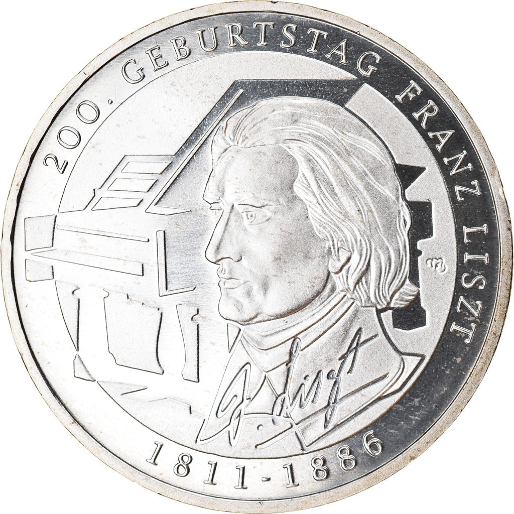 Bundesrepublik Deutschland, 10 Euro, Franz Listz, 2011, Proof, STGL, Silber