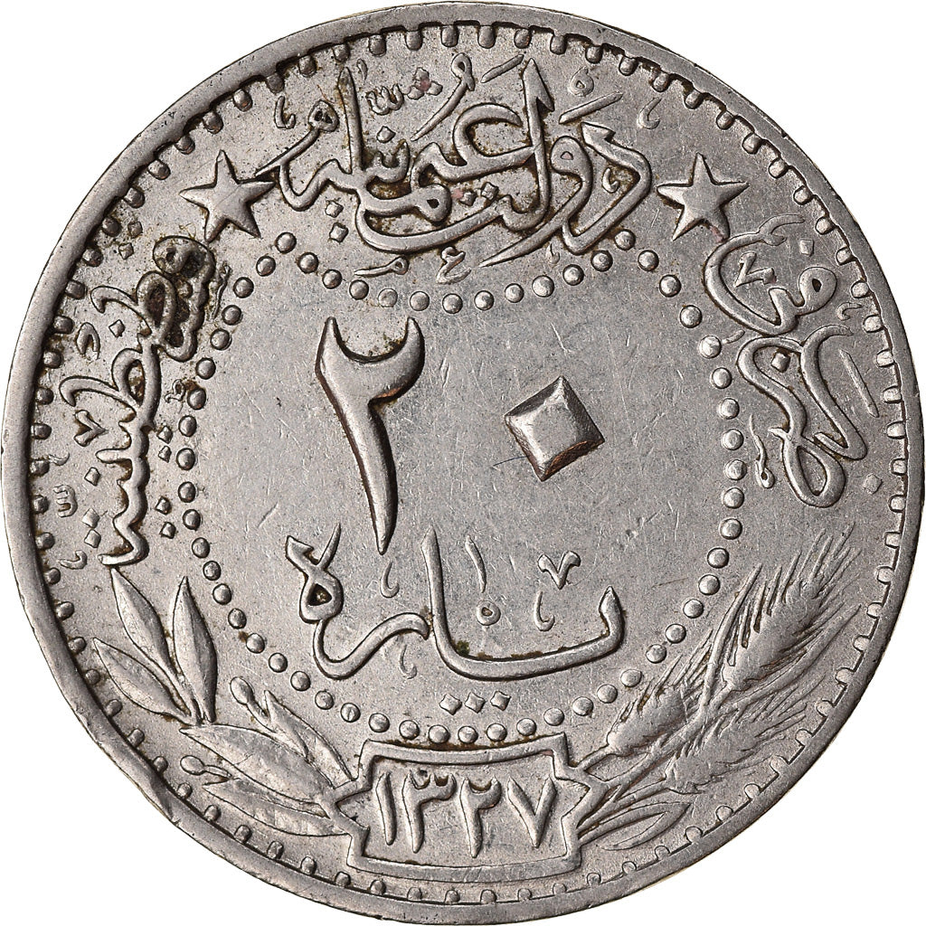 Coin, Turkey, Muhammad V, 20 Para, 1912/AH1327, Qustantiniyah, EF(40-45)
