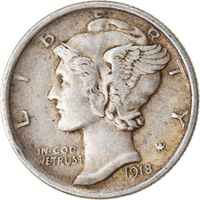 Moneta, Stati Uniti, Mercury Dime, Dime, 1918, U.S. Mint, Denver, MB+, Argento