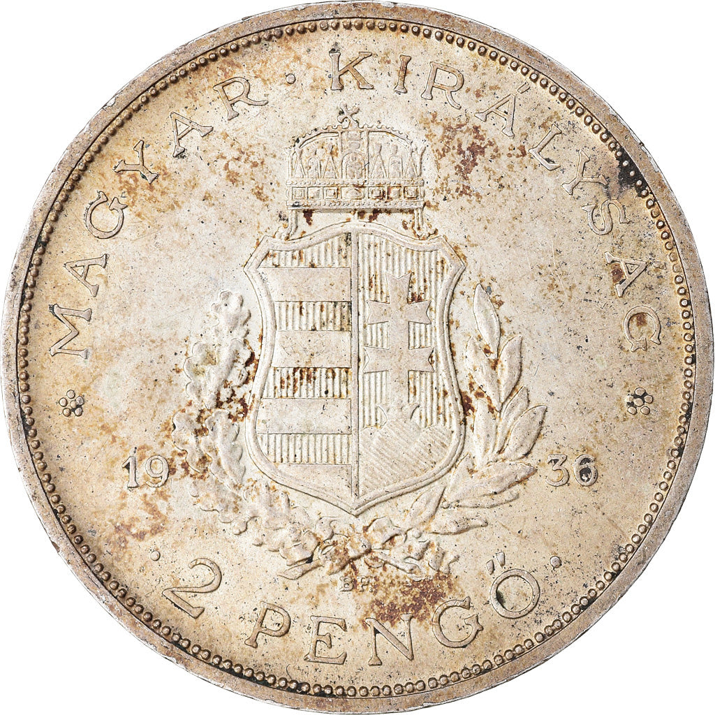 Coin, Hungary, 2 Pengö, 1936, Budapest, VF(30-35), Silver, KM:515