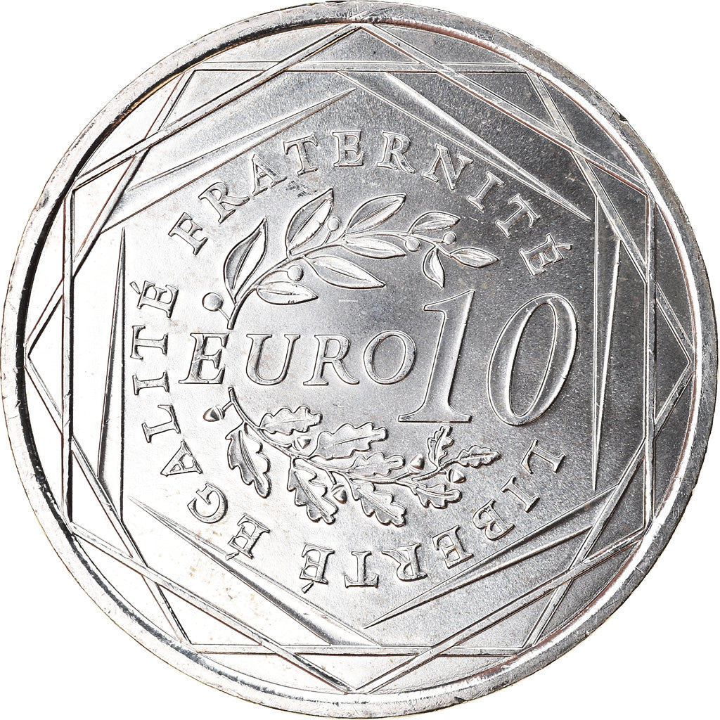 France, 10 Euro, La Semeuse en marche, 2009, MS(65-70), Silver, KM:1580
