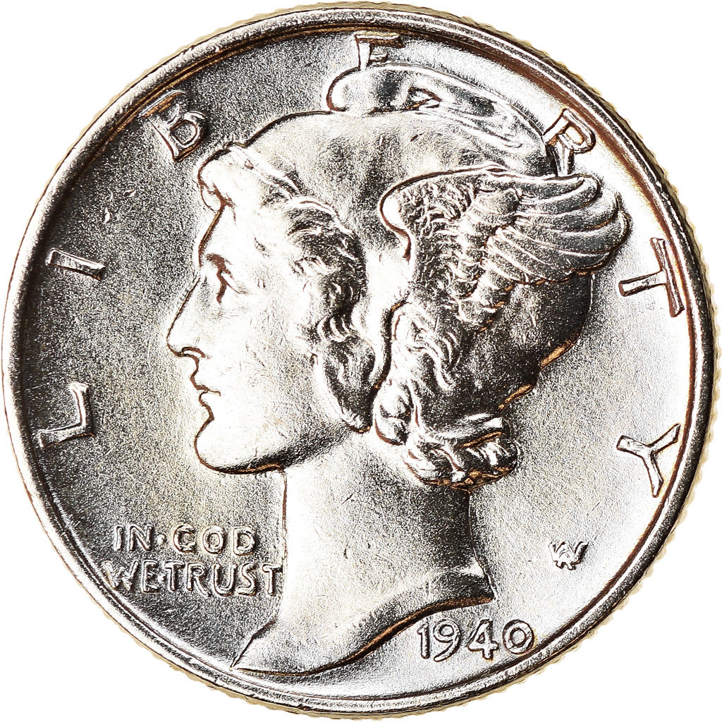 Coin, United States, Mercury Dime, Dime, 1940, U.S. Mint, Philadelphia, MS(63)