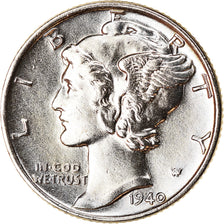 Coin, United States, Mercury Dime, Dime, 1940, U.S. Mint, Philadelphia, MS(63)