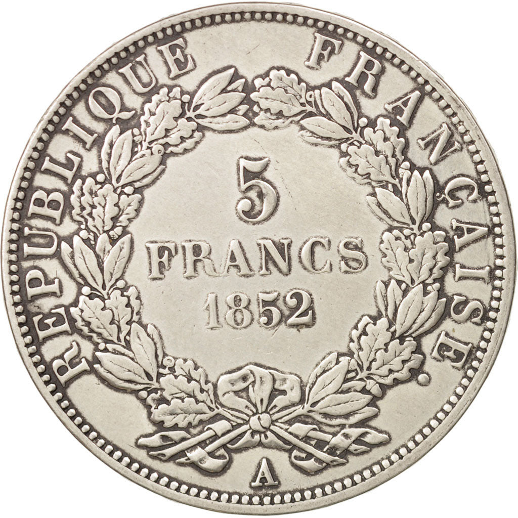 France, Napoléon III, 5 Francs, 1852, Paris, TTB+, Argent, KM:773.1, Gadoury 726