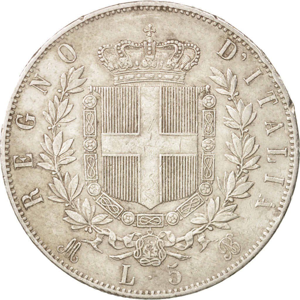 Italy, Vittorio Emanuele II, 5 Lire, 1870, Milan, VF(30-35), Silver, KM:8.3