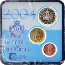 San Marino, Set, 1 cent, 10 cents, 1 euro, 2004, Bi-Metallic