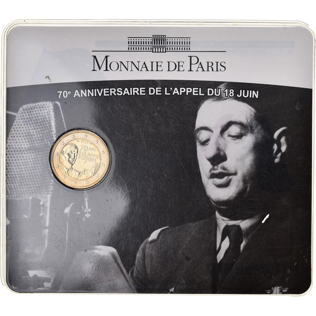 França, 2 Euro, Charles De Gaulle, Appel du 18 juin 1940, 2010, BU, MS(65-70)