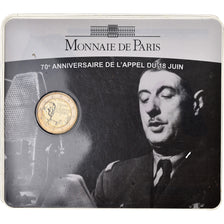 França, 2 Euro, Charles De Gaulle, Appel du 18 juin 1940, 2010, BU, MS(65-70)