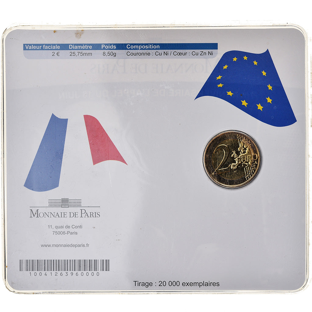 França, 2 Euro, Charles De Gaulle, Appel du 18 juin 1940, 2010, BU, MS(65-70)
