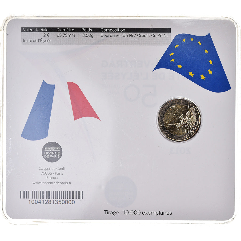 France, 2 Euro, Traité de l'Elysée, 2013, BU, MS(65-70), Bi-Metallic