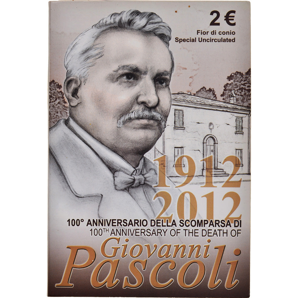 Italy, 2 Euro, Giovanni Pascoli, 2012, MS(65-70), Bi-Metallic, KM:355