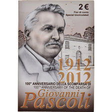 Italy, 2 Euro, Giovanni Pascoli, 2012, MS(65-70), Bi-Metallic, KM:355
