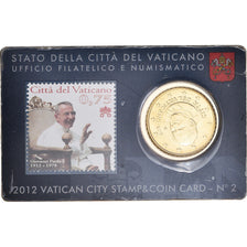 VATICAN CITY, 50 Euro Cent, 2012, Stamp and coin card, MS(65-70), Brass