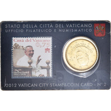 CITTÀ DEL VATICANO, 50 Euro Cent, 2012, Stamp and coin card, FDC, Ottone