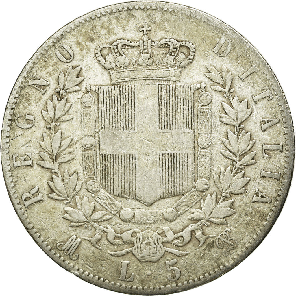 Coin, Italy, Vittorio Emanuele II, 5 Lire, 1869, Milan, VF(30-35), Silver