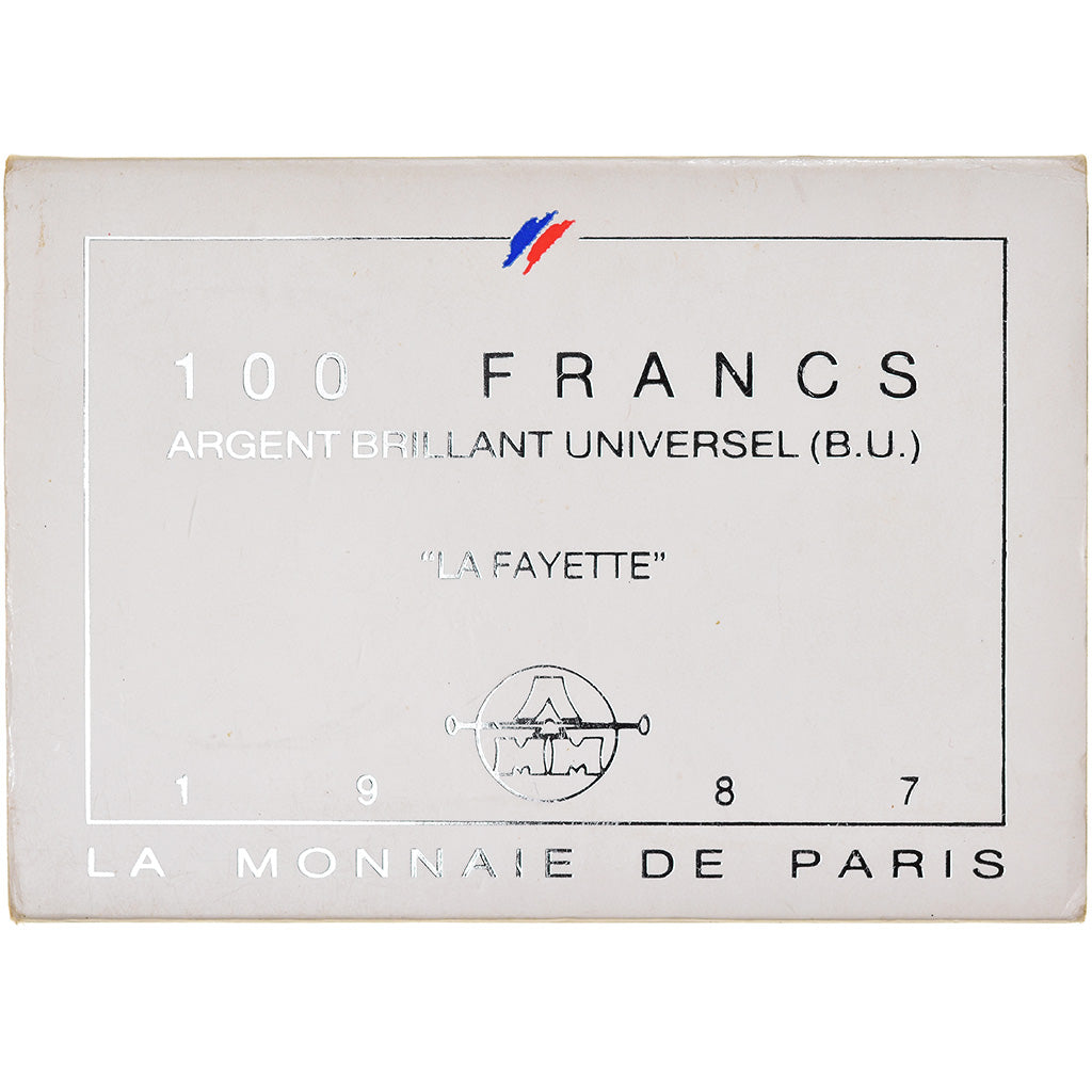 Coin, France, Lafayette, 100 Francs, 1987, BU, MS(65-70), Silver, KM:962