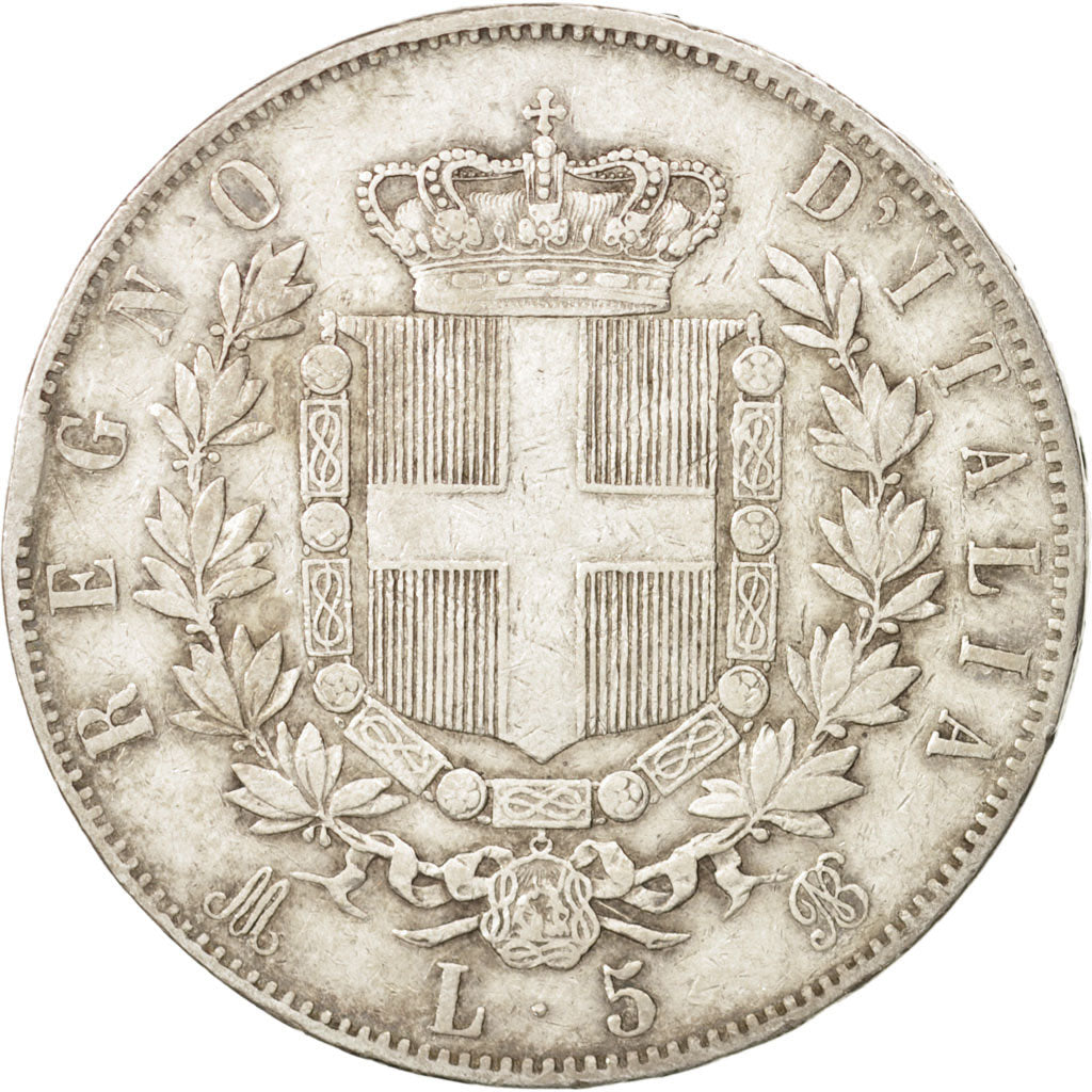 Italy, Vittorio Emanuele II, 5 Lire, 1874, Milan, VF(30-35), Silver, KM:8.3
