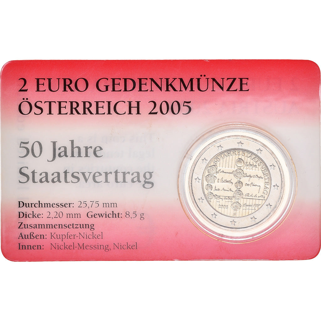 Austria, 2 Euro, 2005, BU, MS(65-70), Bi-Metallic, KM:3124