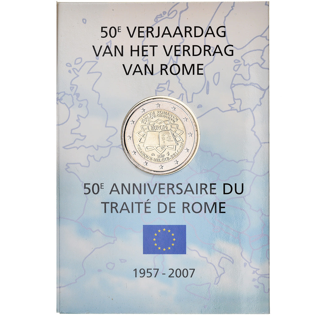 Belgium, 2 Euro, Traité de Rome 50 ans, 2007, BU, MS(65-70), Bi-Metallic