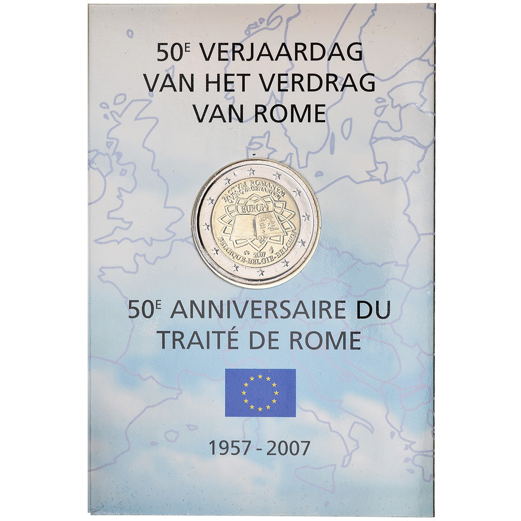 Belgium, 2 Euro, Traité de Rome 50 ans, 2007, BU, MS(65-70), Bi-Metallic