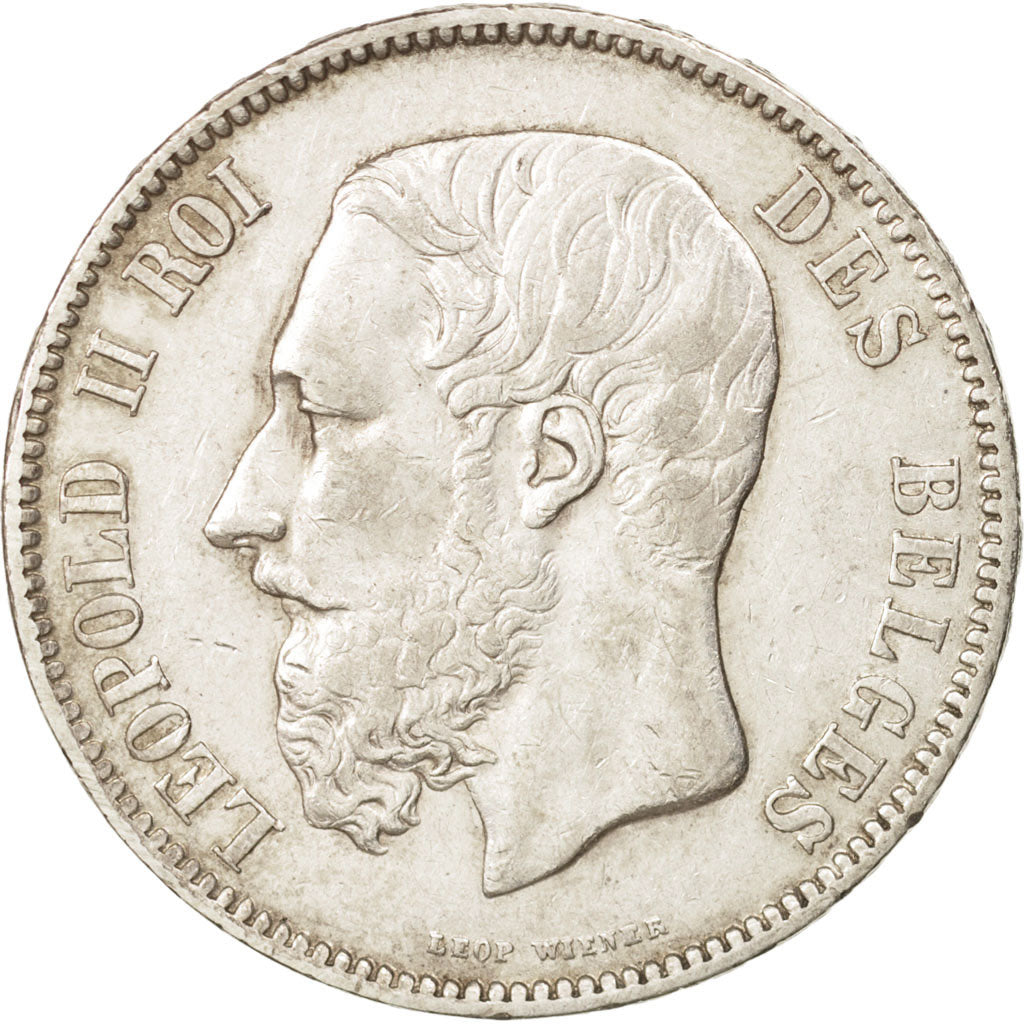 Belgium, Leopold II, 5 Francs, 5 Frank, 1869, EF(40-45), Silver, KM:24
