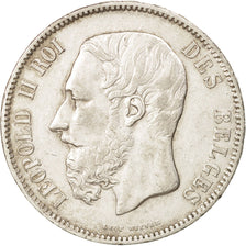 Belgium, Leopold II, 5 Francs, 5 Frank, 1869, EF(40-45), Silver, KM:24