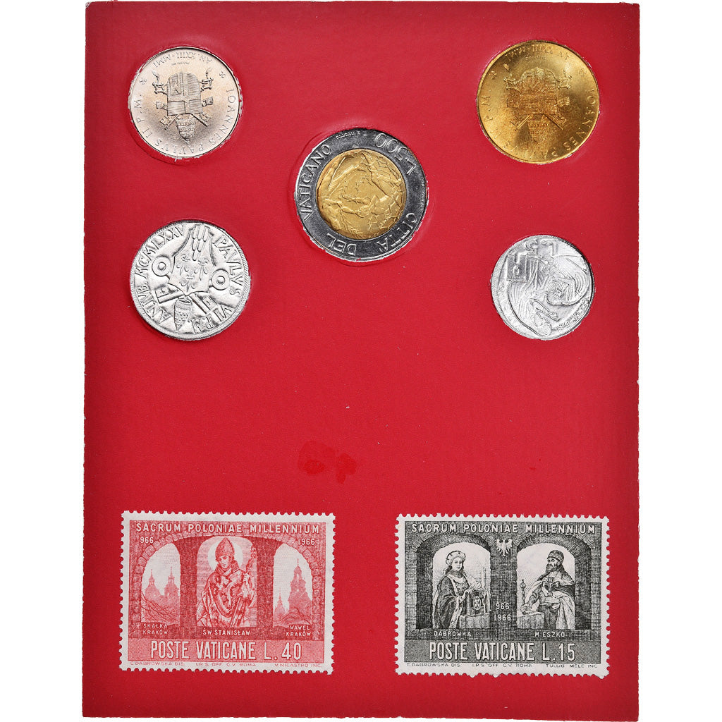 Moneta, Vaticano, Set, Roma, 5 monnaies et cinq timbres, SPL-, N.C.