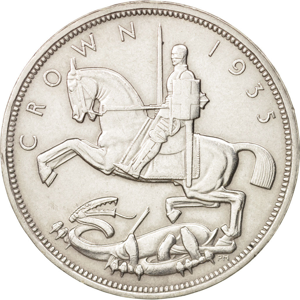 Great Britain, George V, Crown, 1935, AU(55-58), Silver, KM:842