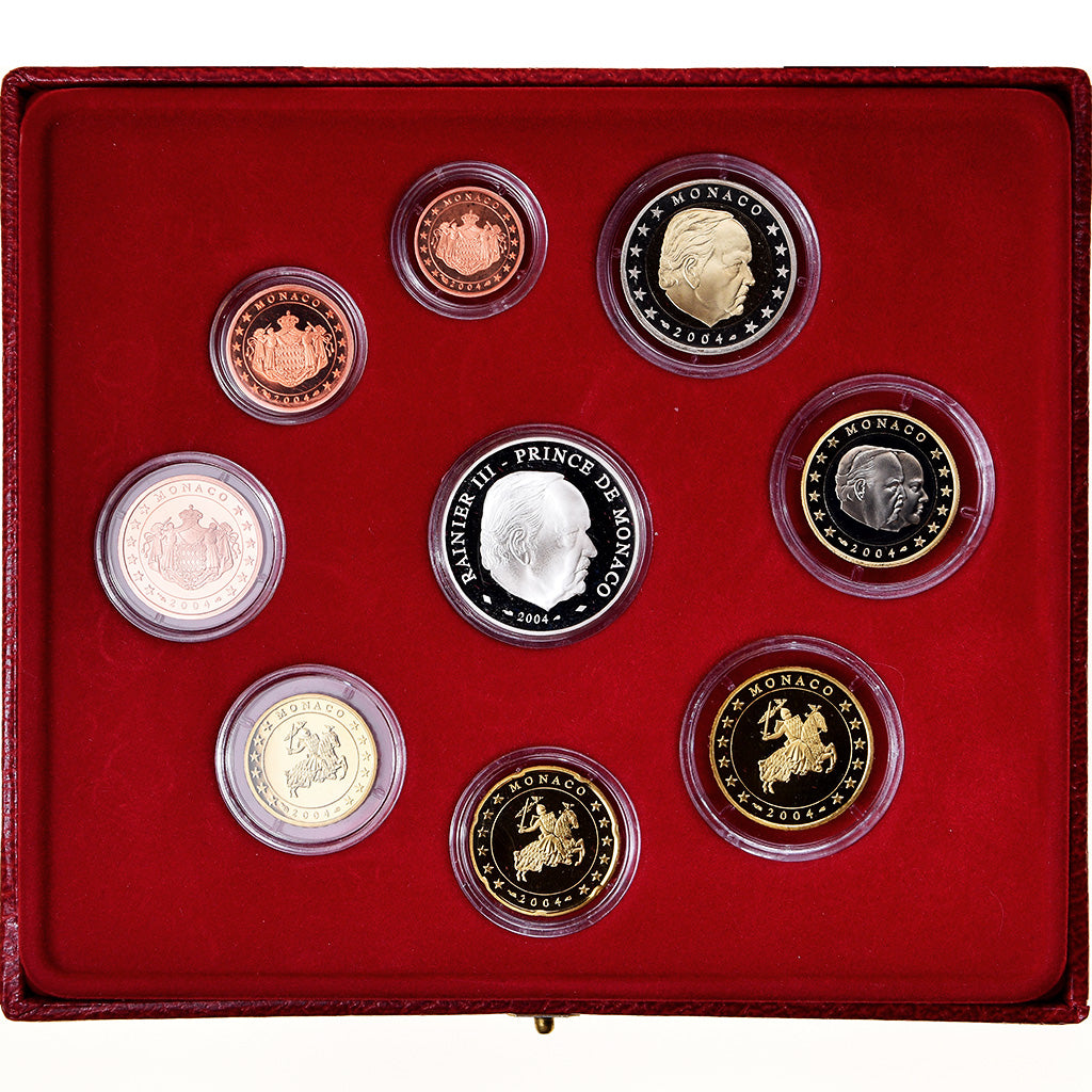 Monaco, Proof Set Euro, Prince Rainier III, 2004, MS(65-70)