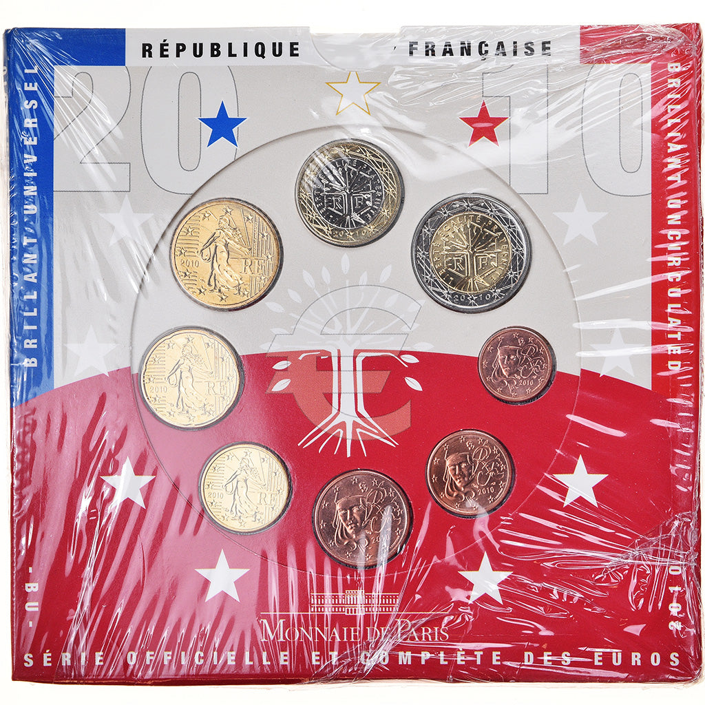 Moneta, Francia, 1 Cent to 2 Euro, 2010, Paris, BU, FDC, N.C., Gadoury:page 338