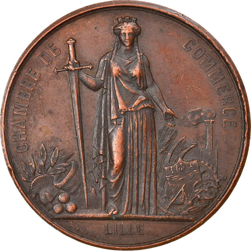 France, Medal, Napoléon III, Visite de la Chambre de Commerce de Lille, 1867