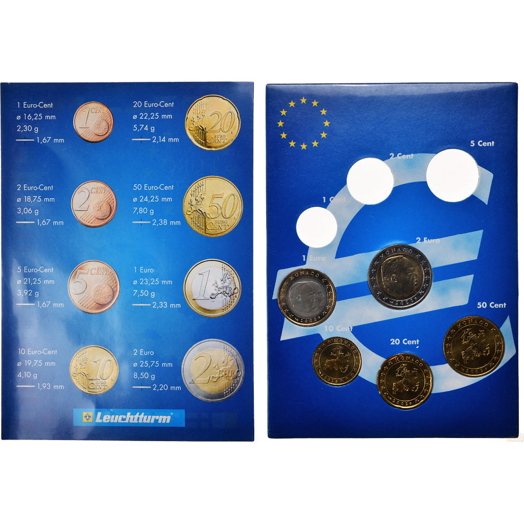 Monaco, 10 Cents to 2 Euro, 2002, Paris, MS(63), ND