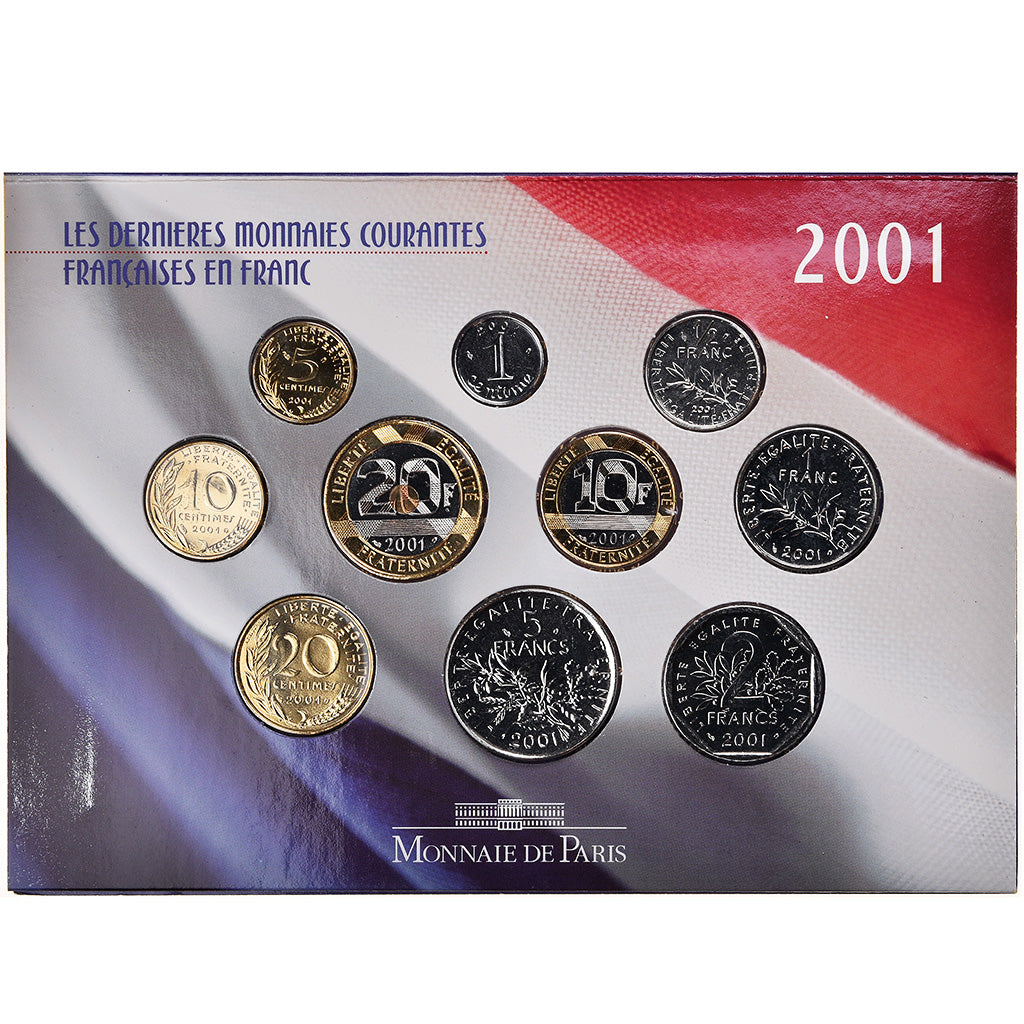 Moneta, Francia, 1 c to 20 francs, 2001, Paris, FDC, N.C., Gadoury:page 288