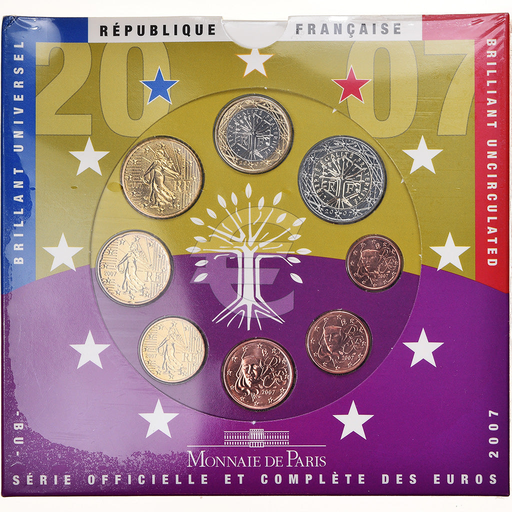 Francia, 1 Cent to 2 Euro, 2007, BU, FDC, Sin información