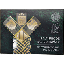 Estonia, 2 Euro, 100 ans des pays baltes, 2018, MS(65-70), Bi-Metallic