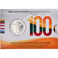 Lithuania, 2 Euro, 100 ans des pays baltes, 2018, MS(65-70), Bi-Metallic