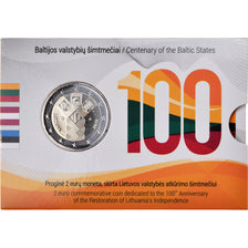 Lithuania, 2 Euro, 100 ans des pays baltes, 2018, MS(65-70), Bi-Metallic