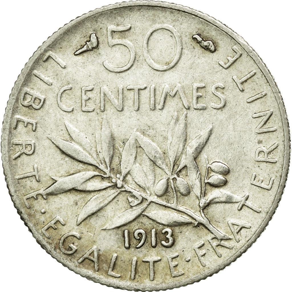 Monnaie, France, Semeuse, 50 Centimes, 1913, Paris, TTB, Argent, KM:854