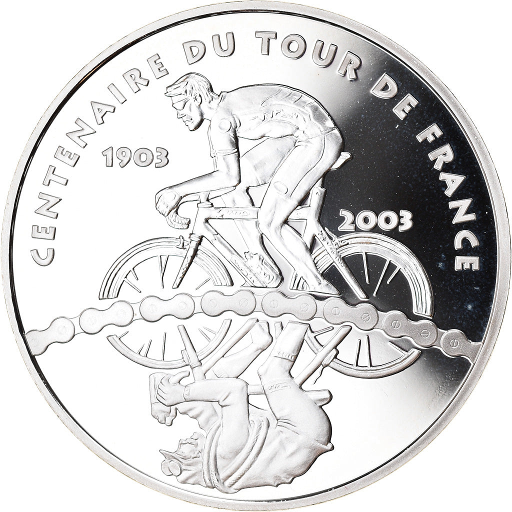 Francja, 1-1/2 Euro, Centenaire Du Tour De France, 2003, BE, MS(65-70), Srebro