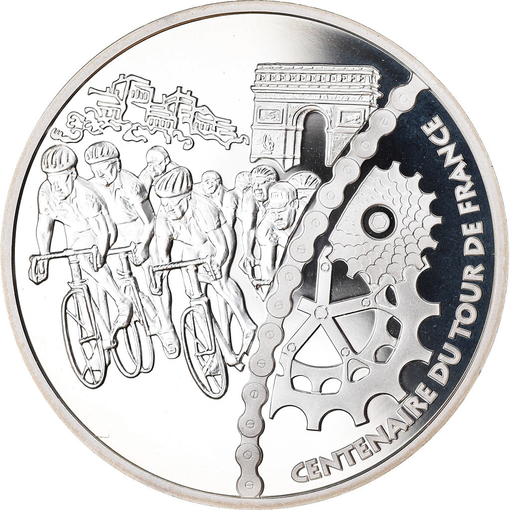 France, 1-1/2 Euro, Tour de France - Arrivée, 2003, BE, MS(65-70), Silver