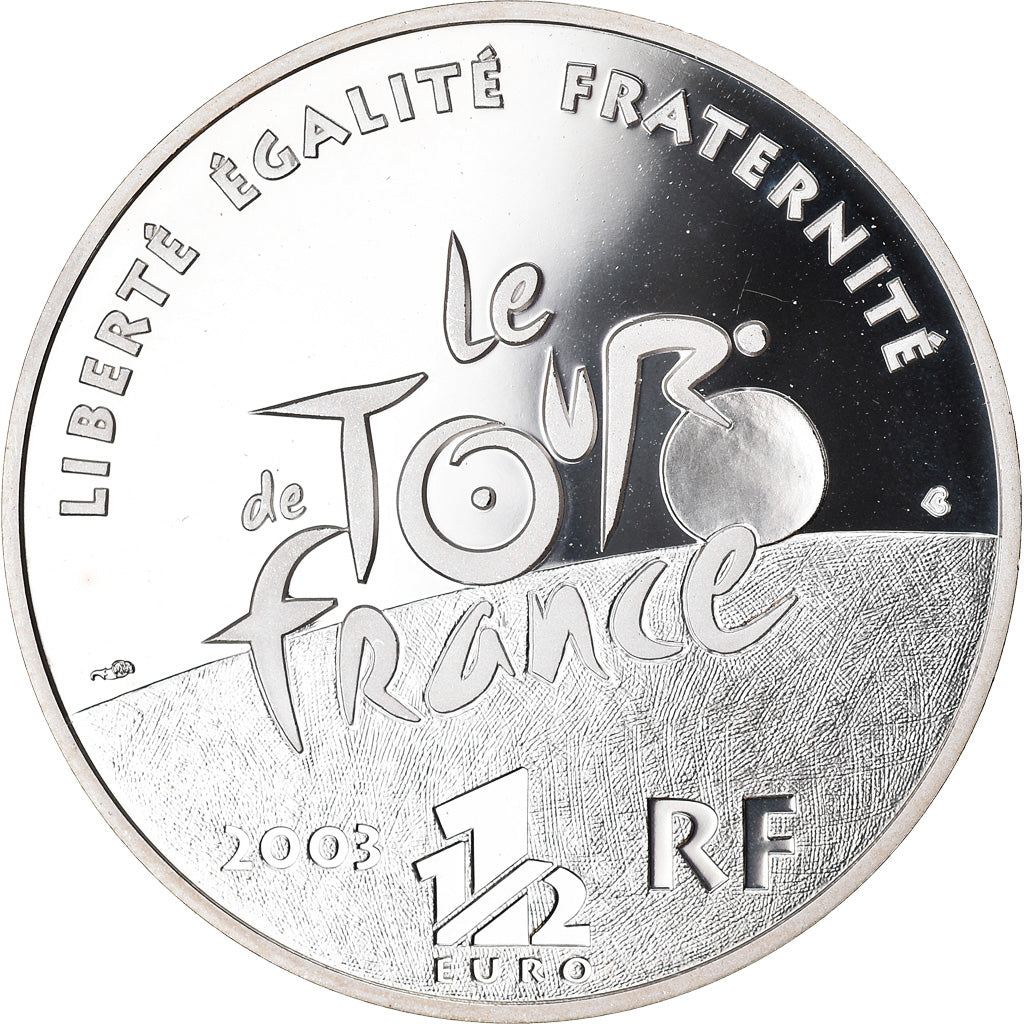 France, 1-1/2 Euro, Tour de France - Arrivée, 2003, BE, MS(65-70), Silver