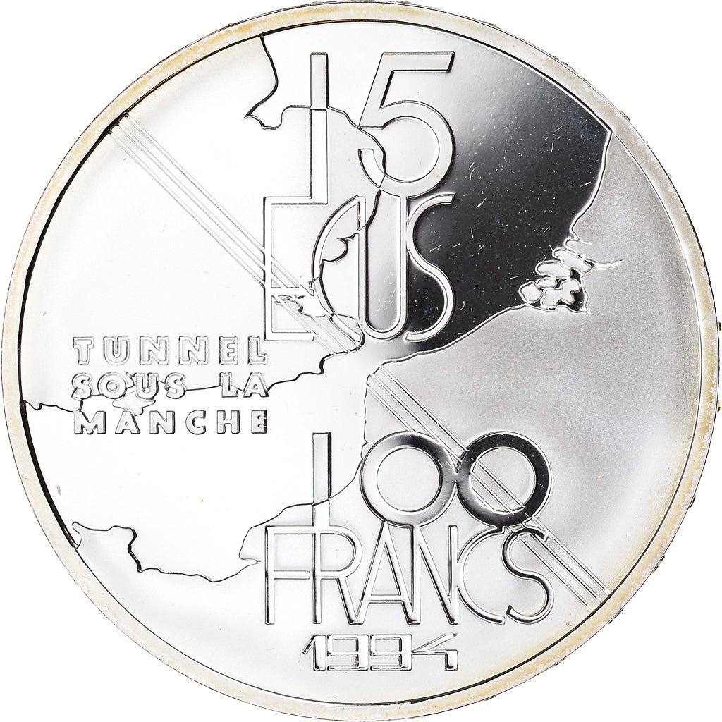 Coin, France, Tunnel sous la Manche, 100 Francs-15 Ecus, 1994, BE, MS(65-70)