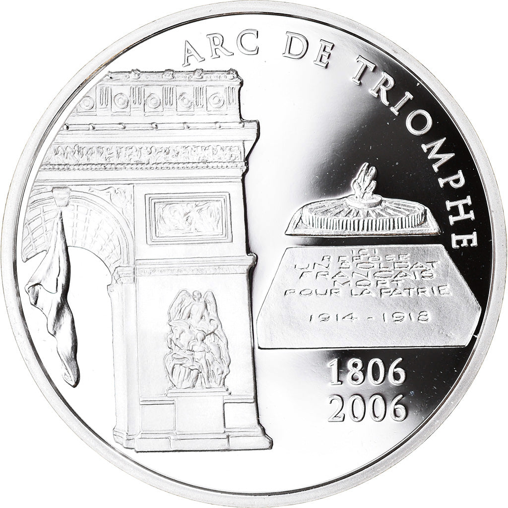 France, 1-1/2 Euro, Arc de Triomphe, 2006, BE, MS(65-70), Silver, KM:1456